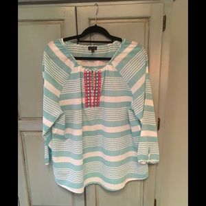 Talbots striped top with colorful beads